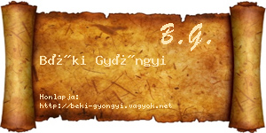 Béki Gyöngyi névjegykártya